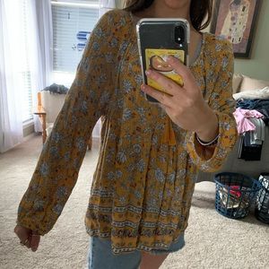 Yellow floral blouse